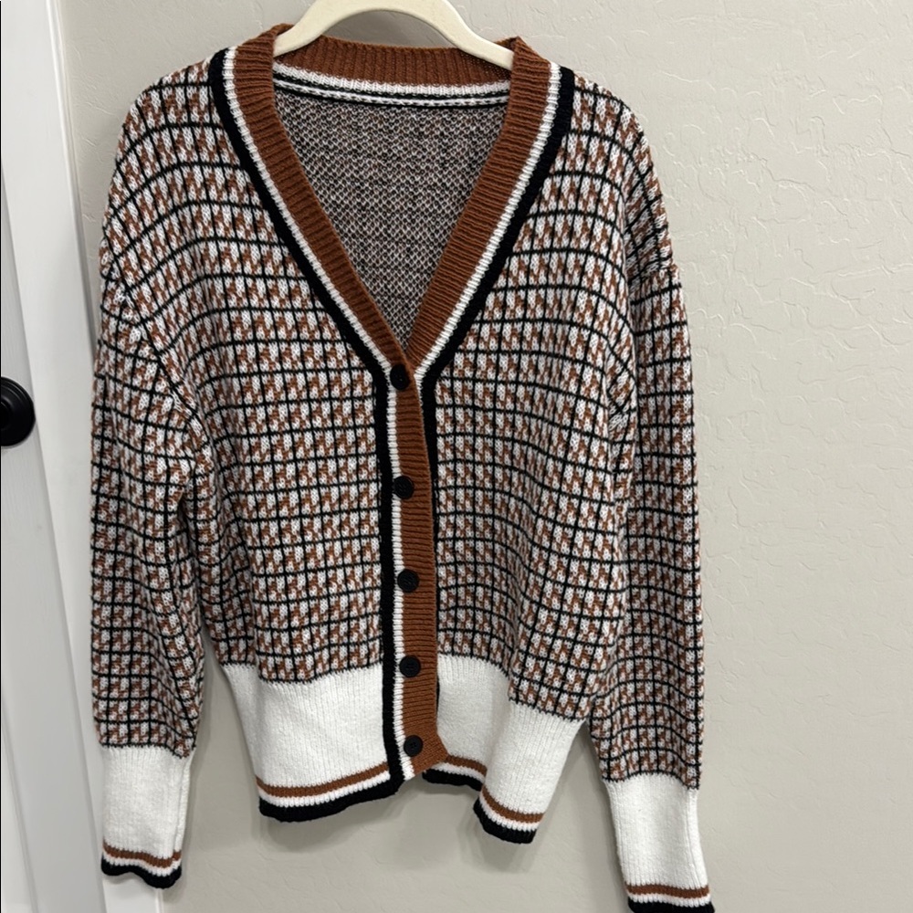 Stylish Brown and White Women's Sweater